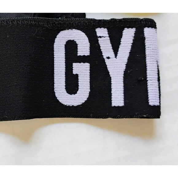 Gymshark Sports Bra Black Cropped Racerback Elastic Band Logo Womens XS/S Gym... - Picture 3 of 7